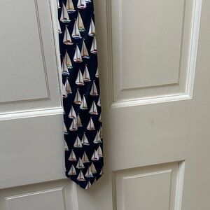 Nautical Sailboat Patterned Tie - Navy